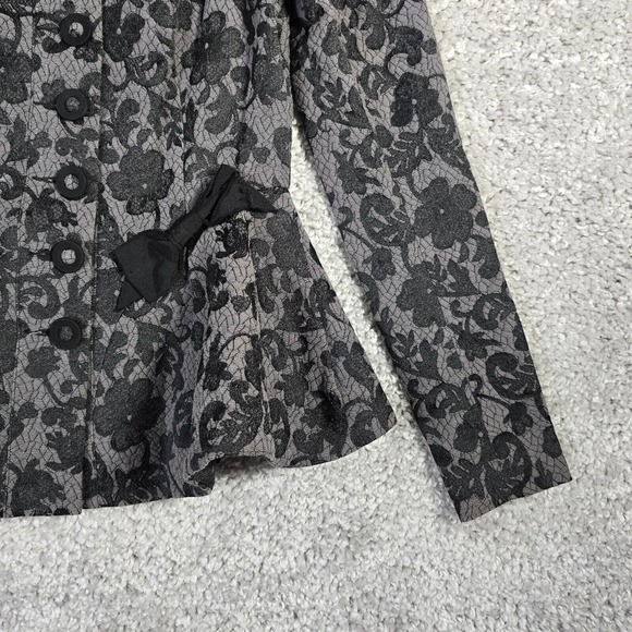 Betsey Johnson Jacket Womens 2 Black Brocade Peplum Runway Gothic Chic - Picture 3 of 16